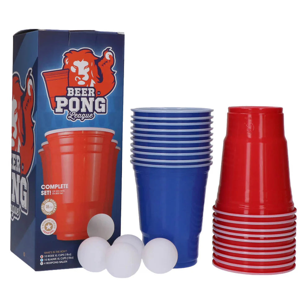 Beerpong set Blauw/Rood 20 cups 4 ballen
